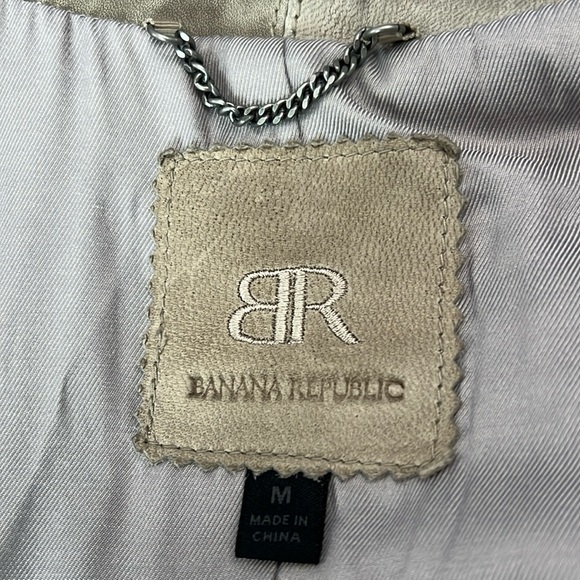 Banana Republic women’s leather jacket, size M, beige/gray - Picture 3 of 12